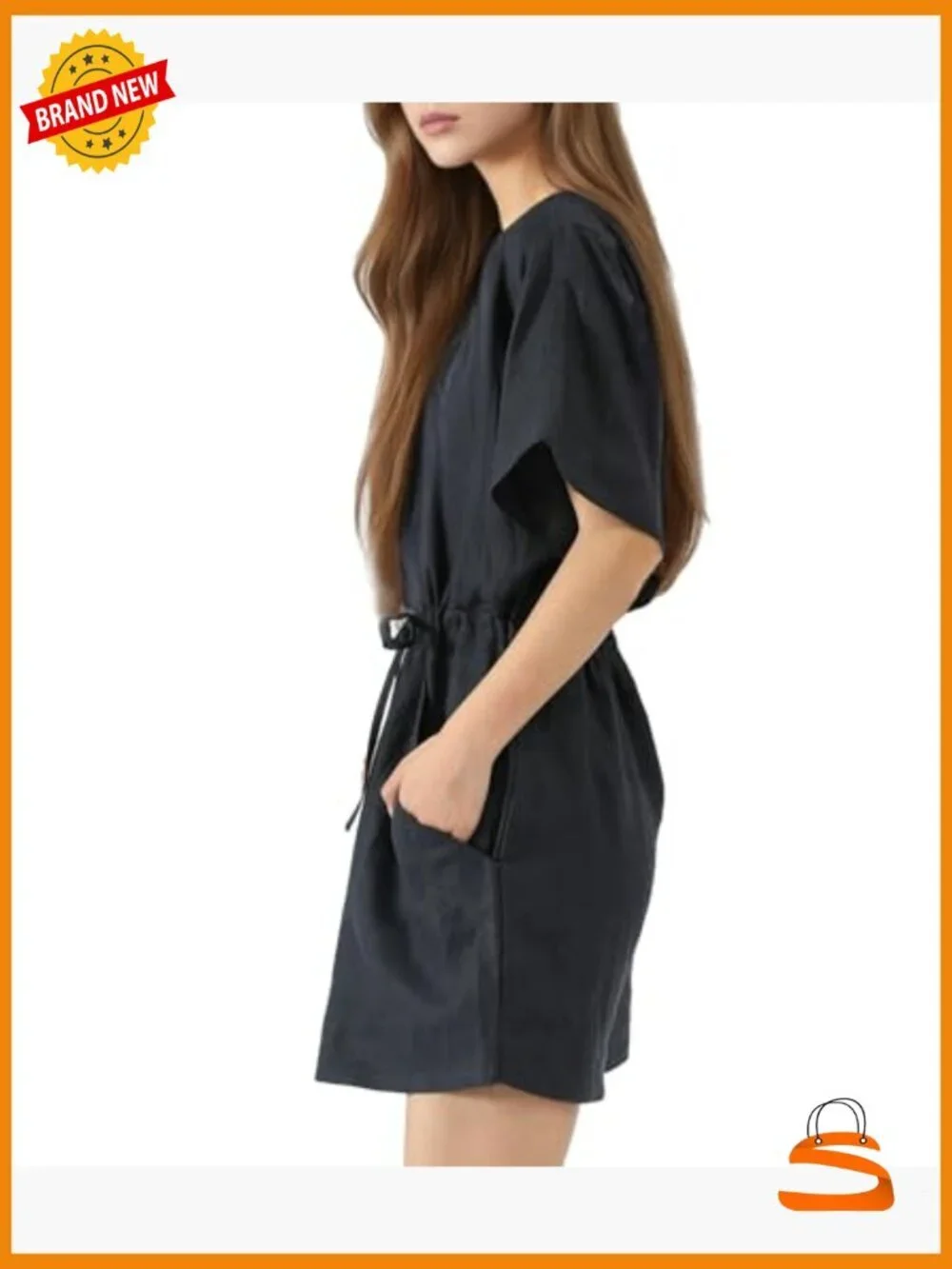100% Linen Sleeveless V Neck Beach Cover Up Lounge Dress Robe